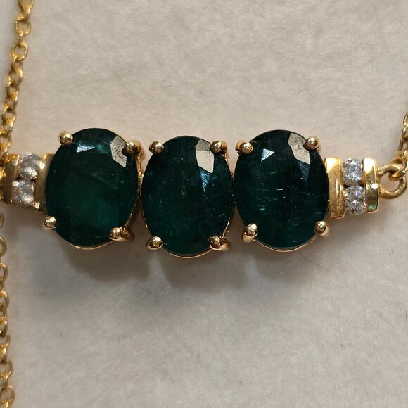 Emerald & Diamond 18 k Gold Lorique Necklace, Certificate of Authenticity - Picture 6 of 12